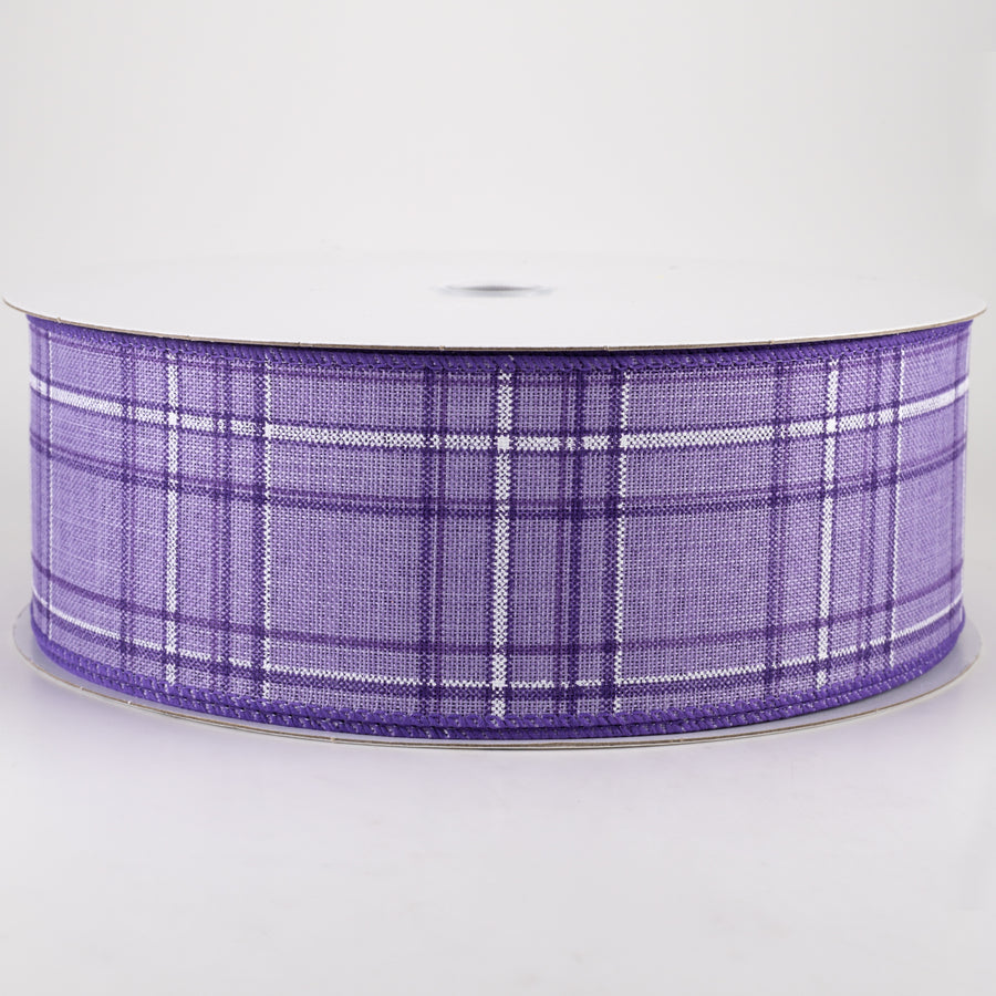 2.5" Cornelia Plaid Ribbon: Purple, Lavender & White (50 Yards)