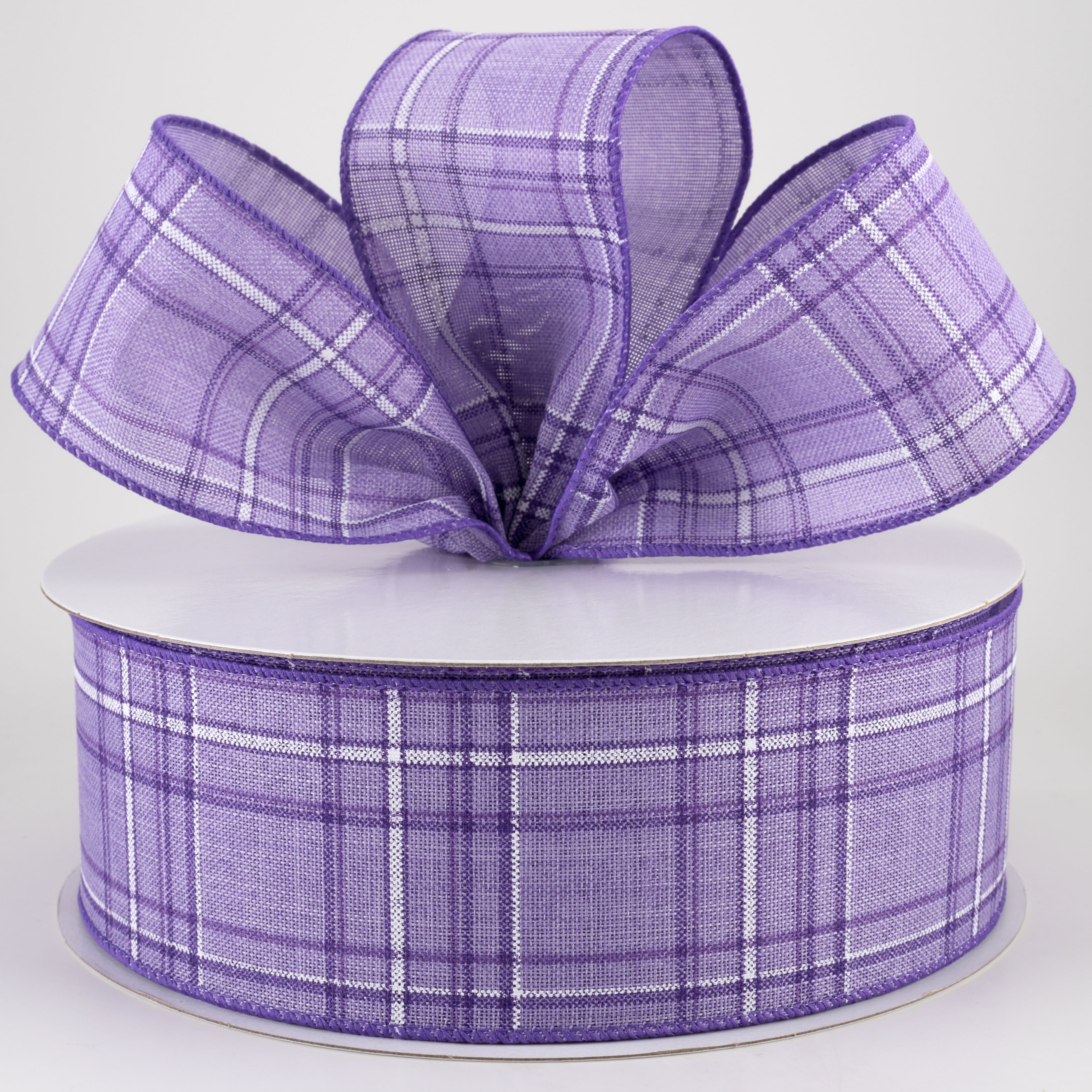 2.5" Cornelia Plaid Ribbon: Purple, Lavender & White (50 Yards)