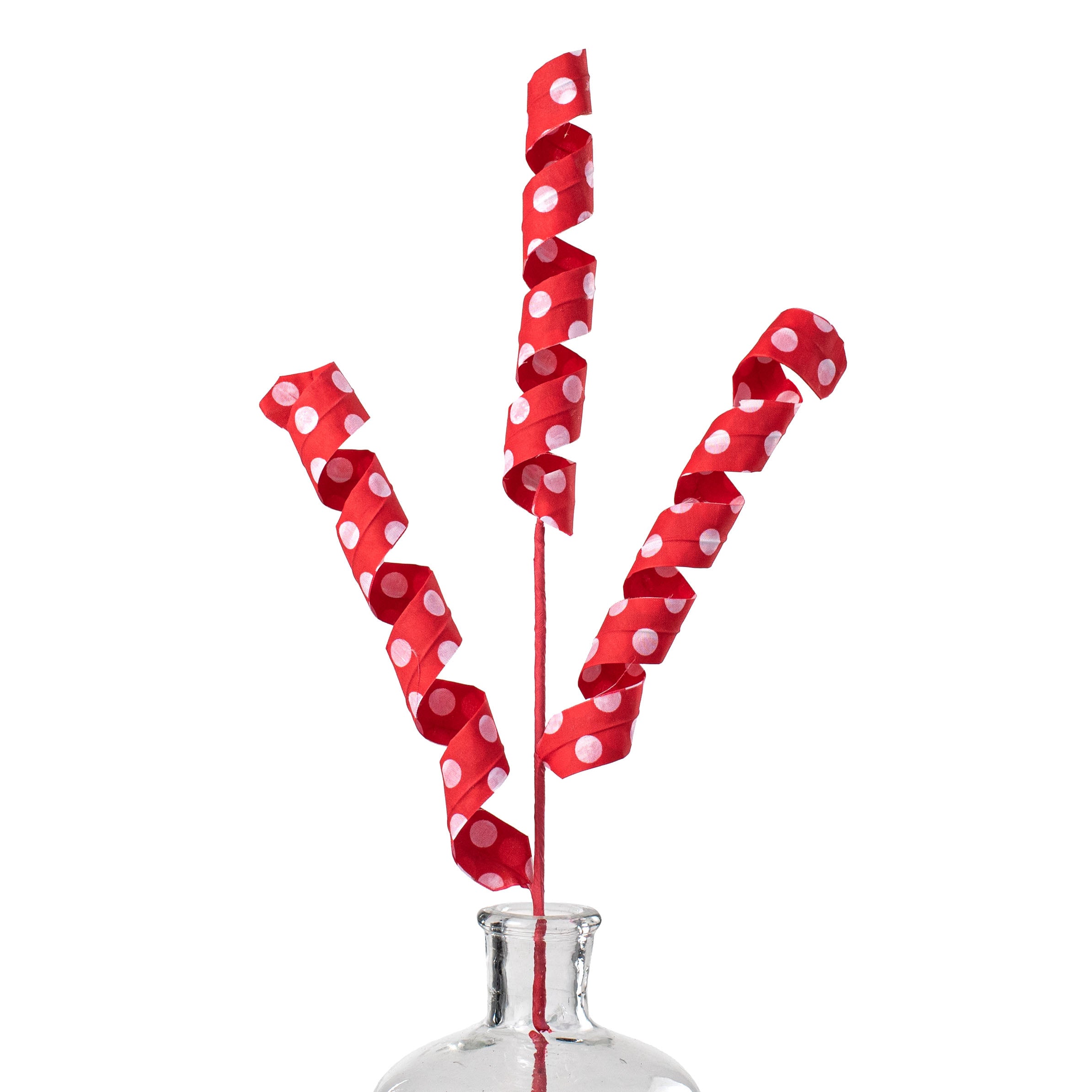 24" Polka Dot Curly Pick: White & Red