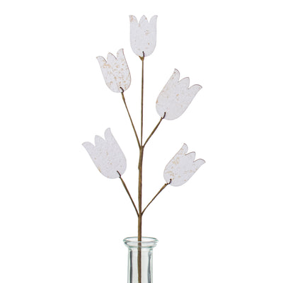 14" Wooden Tulip Pick: White