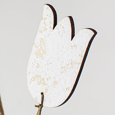 14" Wooden Tulip Pick: White