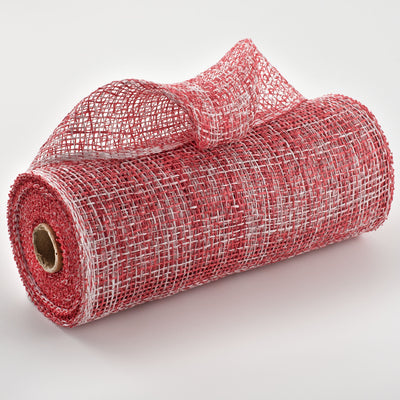 10" Two-Tone Poly Burlap Mesh: Red & White