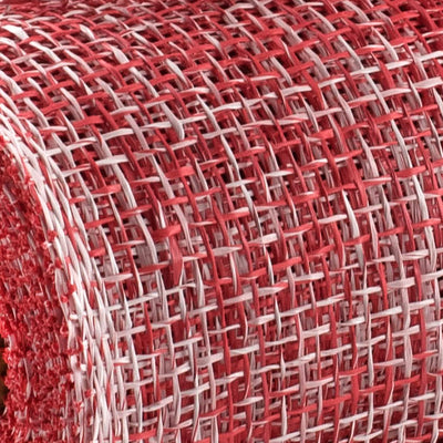 10" Two-Tone Poly Burlap Mesh: Red & White