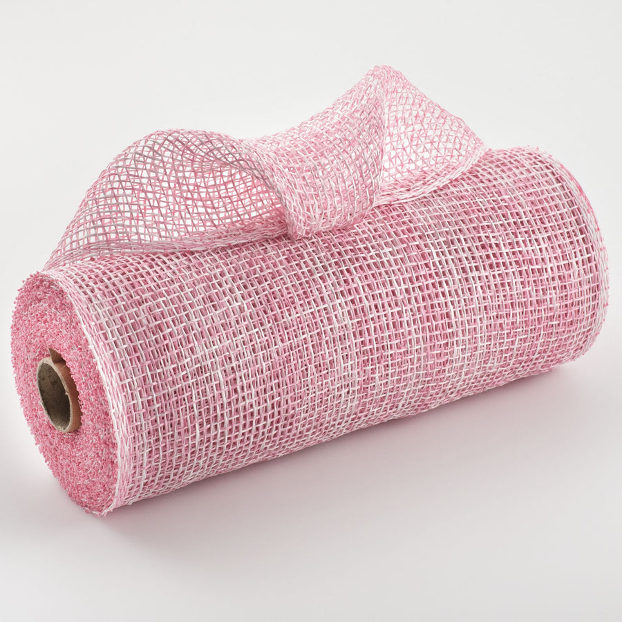 10" Two-Tone Poly Burlap Mesh: Pink & White