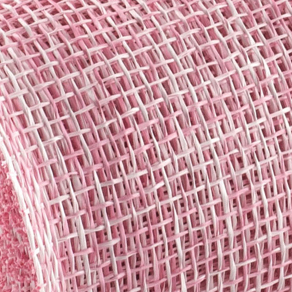 10" Two-Tone Poly Burlap Mesh: Pink & White