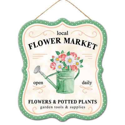 10" Scalloped Wooden Sign: Local Flower Market