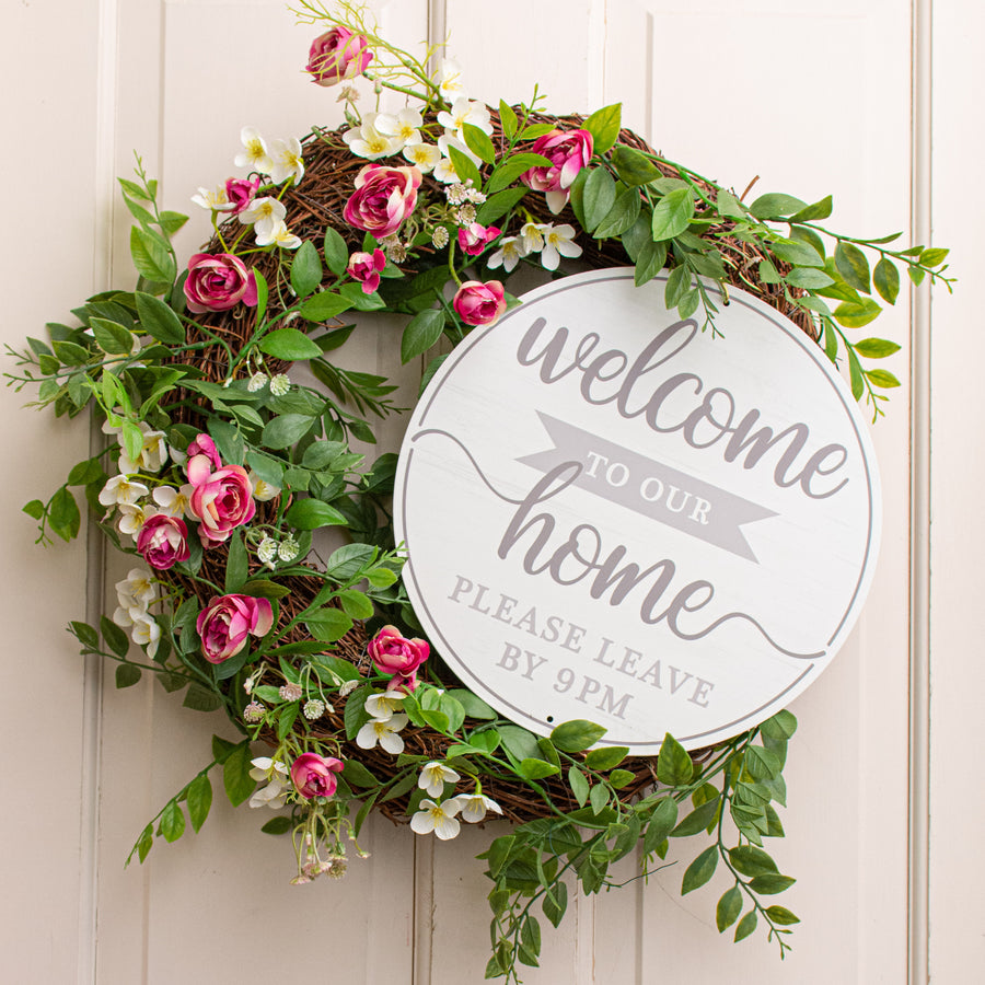 12" Metal Sign: Welcome To Our Home, Please Leave by 9