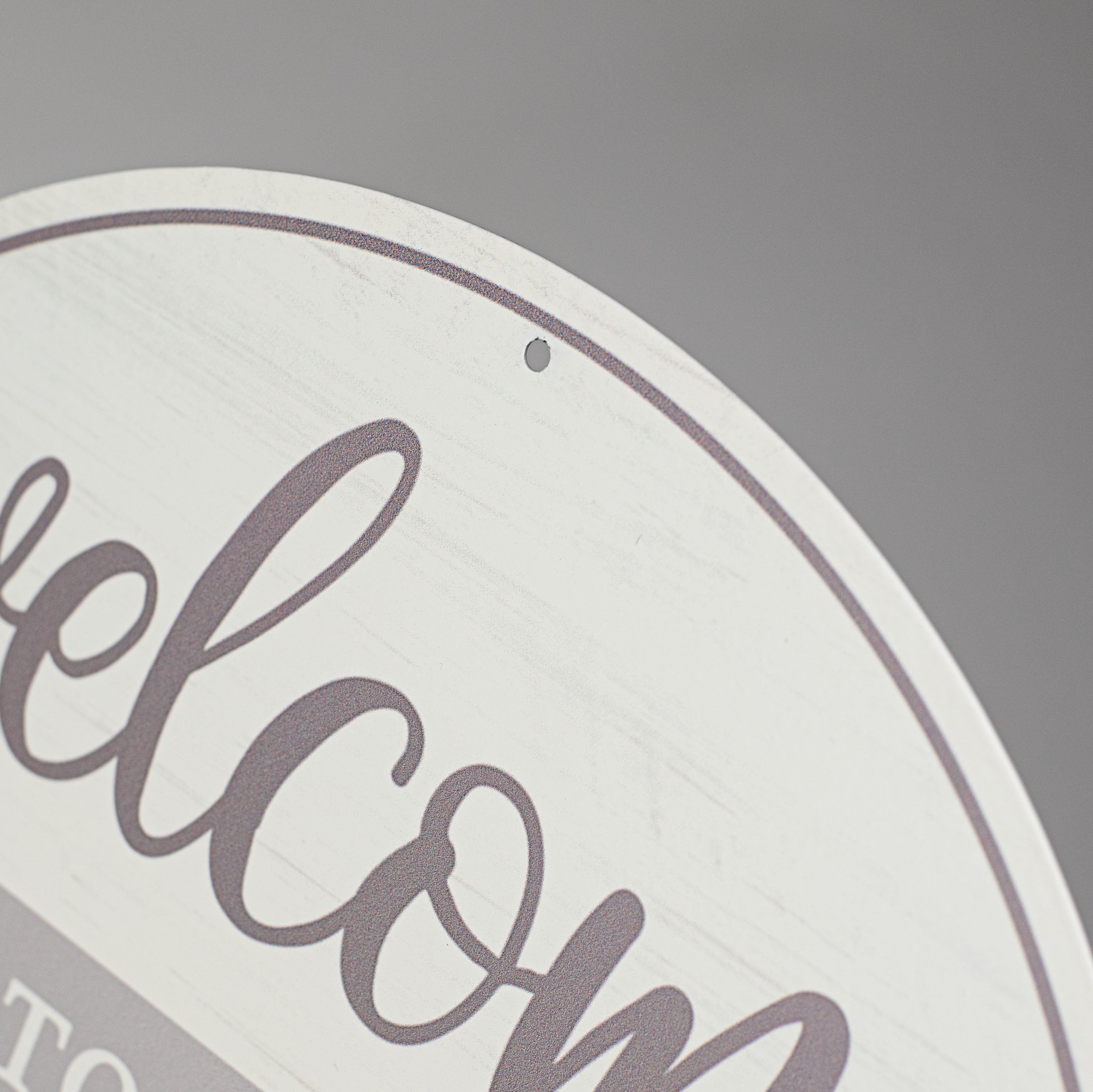 12" Metal Sign: Welcome To Our Home, Please Leave by 9