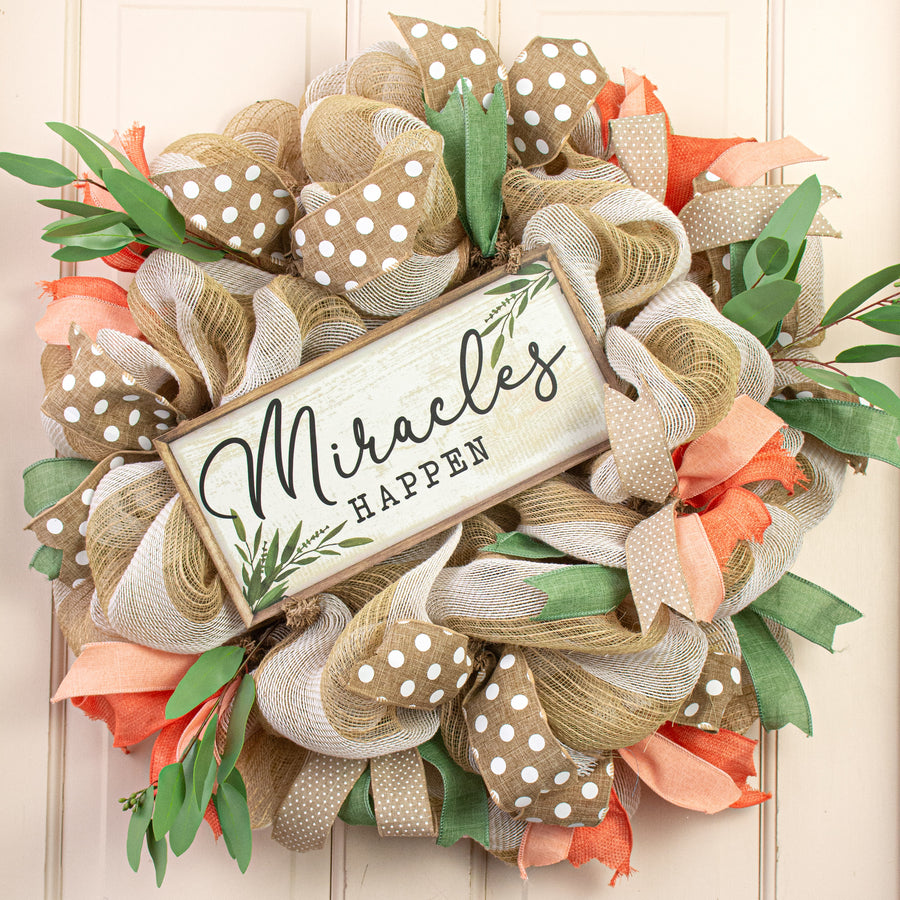 12" Wooden Sign: Miracles Happen