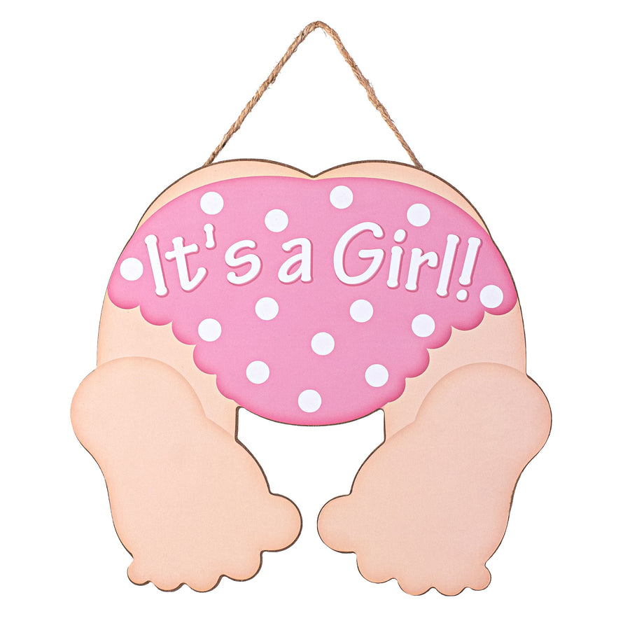 10" It's a Girl Sign: Light Skin With Pink