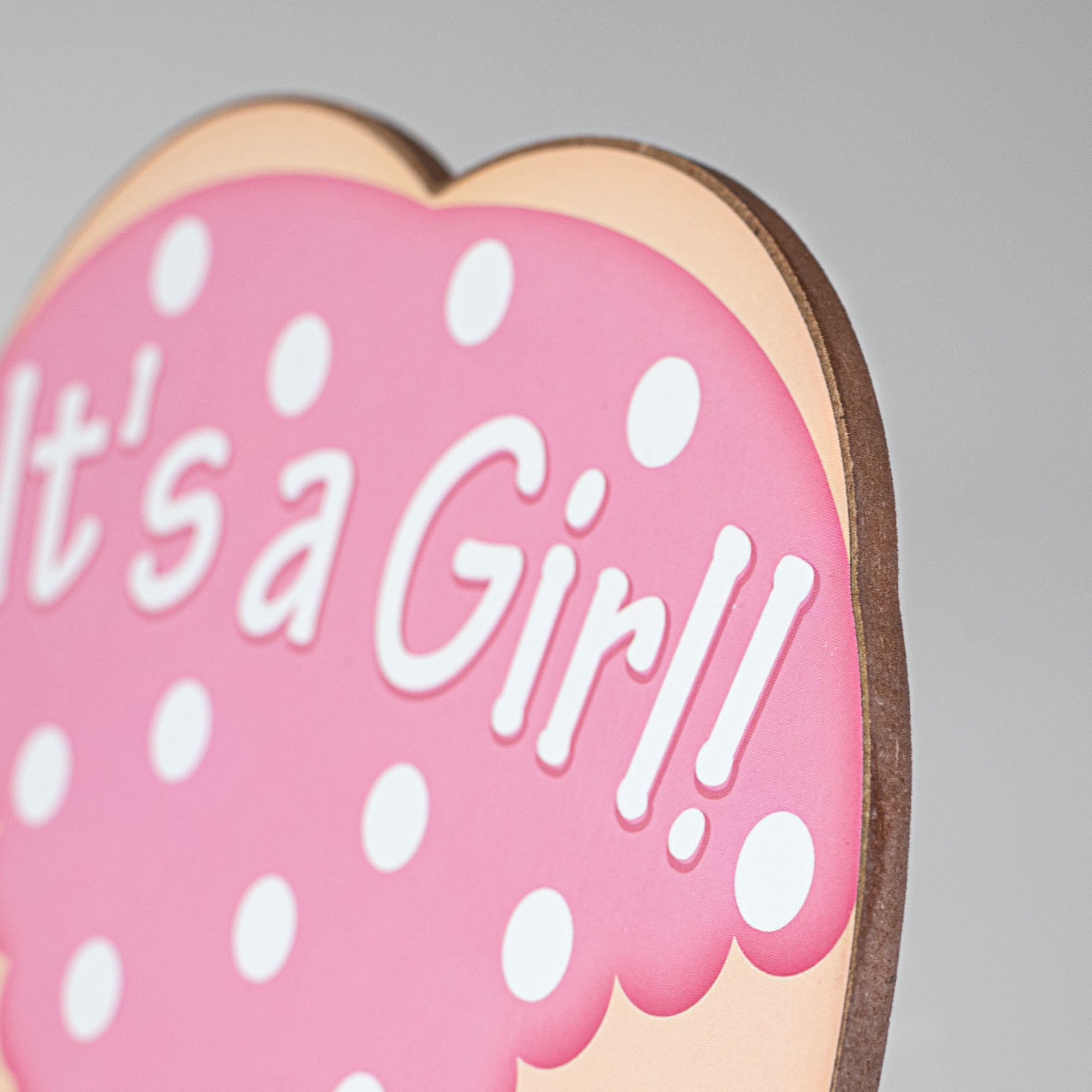 10" It's a Girl Sign: Light Skin With Pink