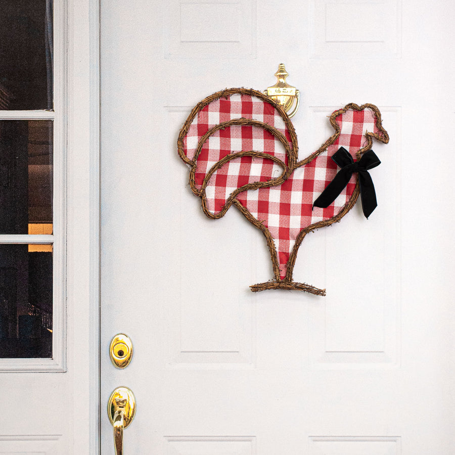 21" Grapevine Hanger: Red Check Rooster