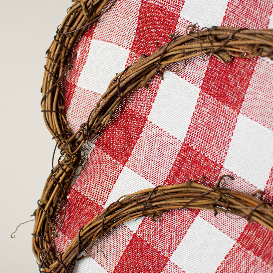 21" Grapevine Hanger: Red Check Rooster