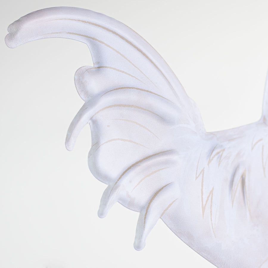 12" Metal Embossed Hanger: White Rooster