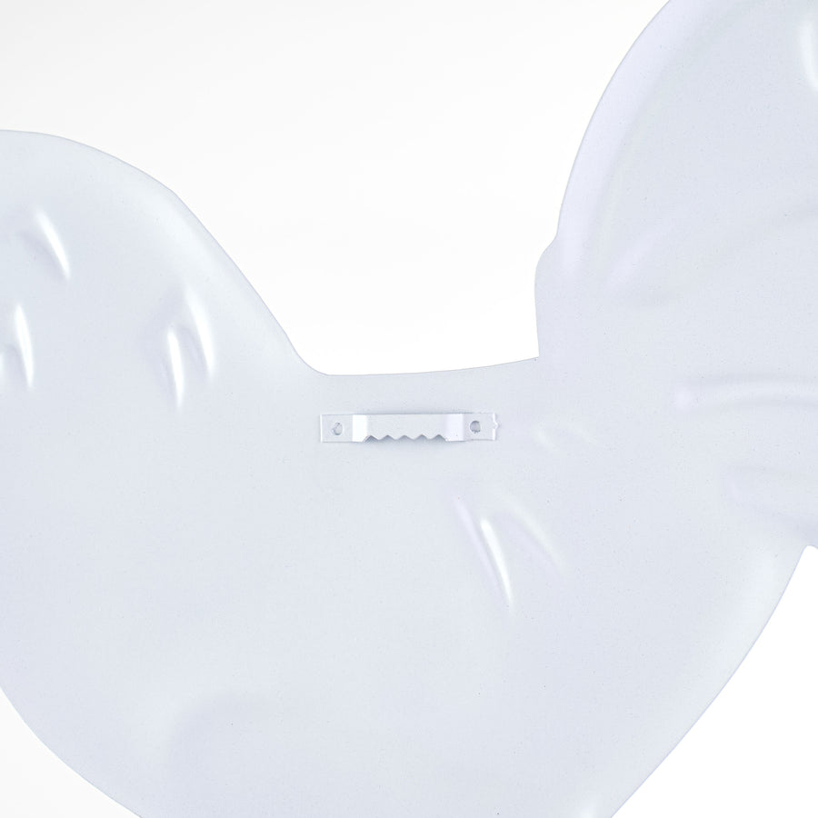 12" Metal Embossed Hanger: White Rooster