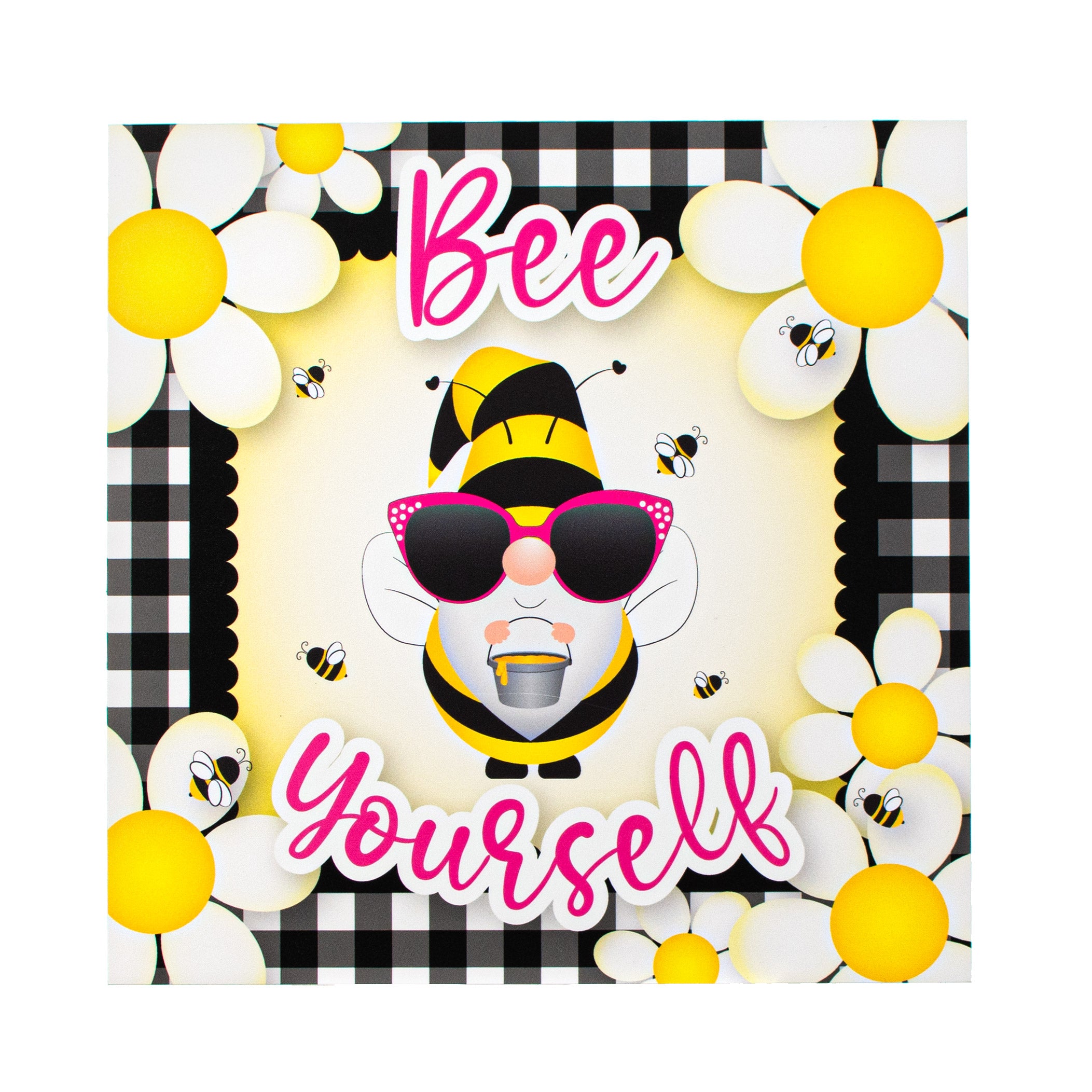 9" Waterproof Sign: Bee Yourself Gnome