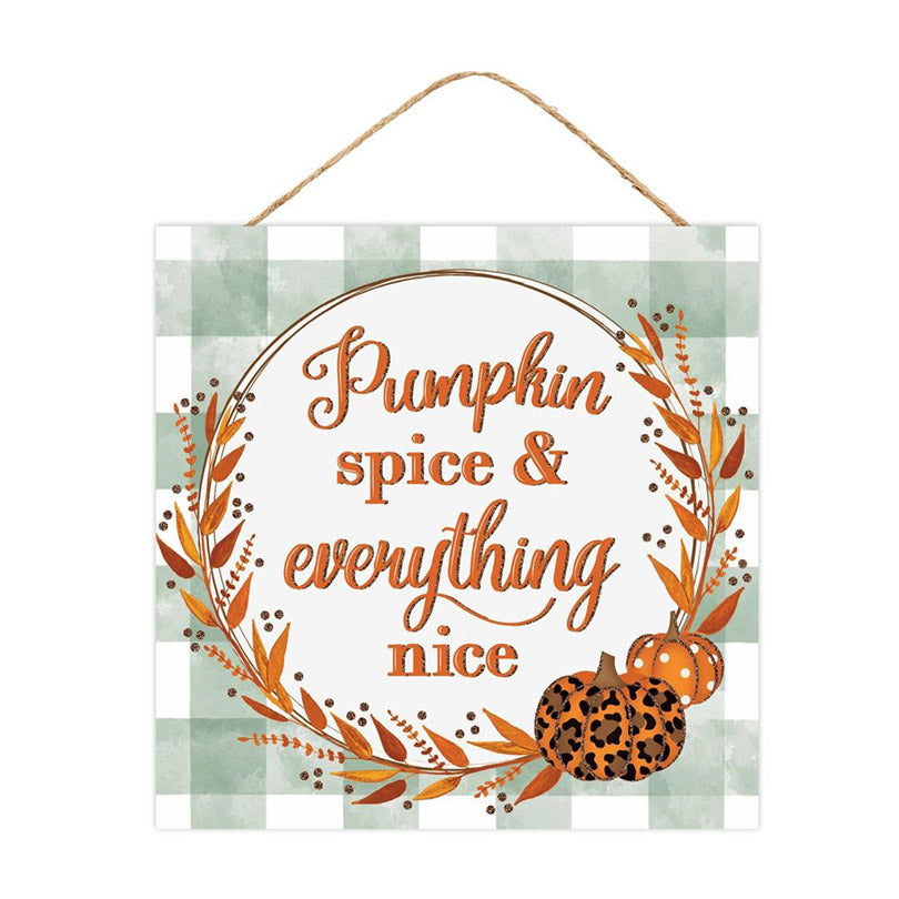 10" Square Wooden Sign: Pumpkin Spice Glitter