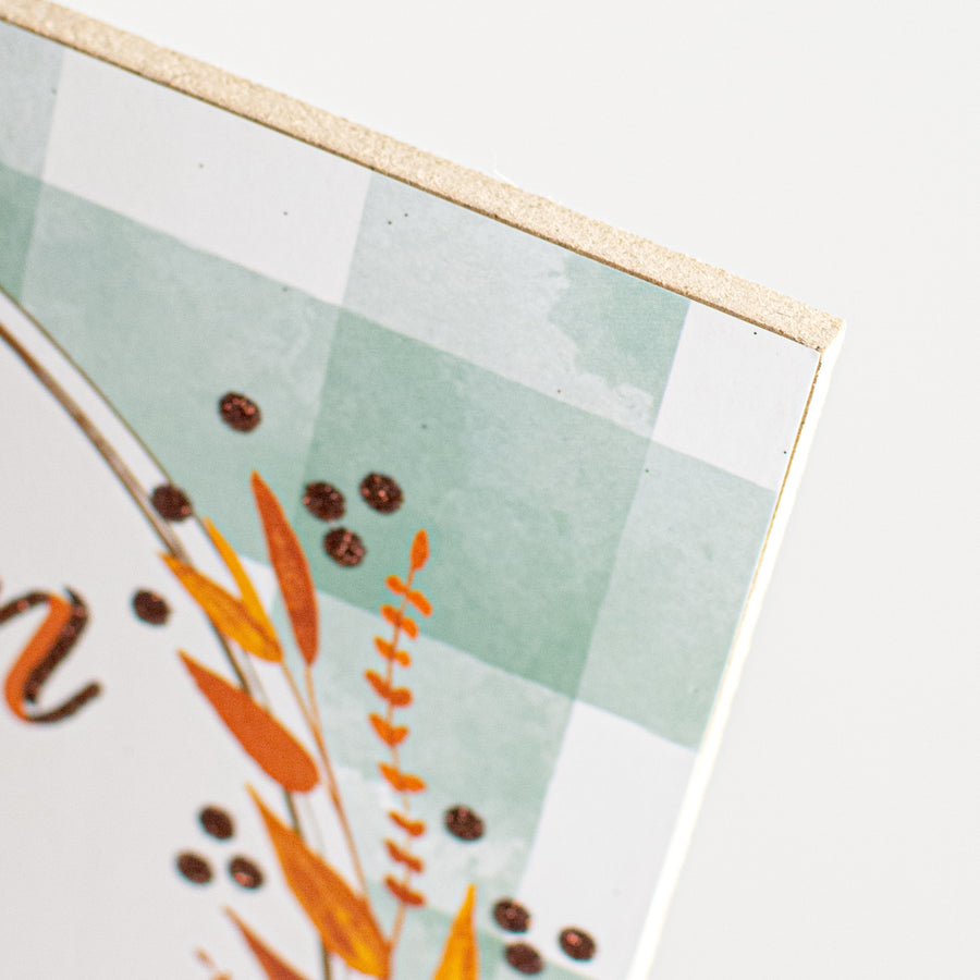 10" Square Wooden Sign: Pumpkin Spice Glitter