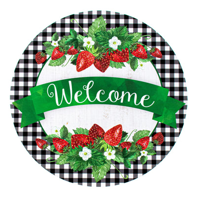 9.4" Round Waterproof Sign: Welcome Strawberry