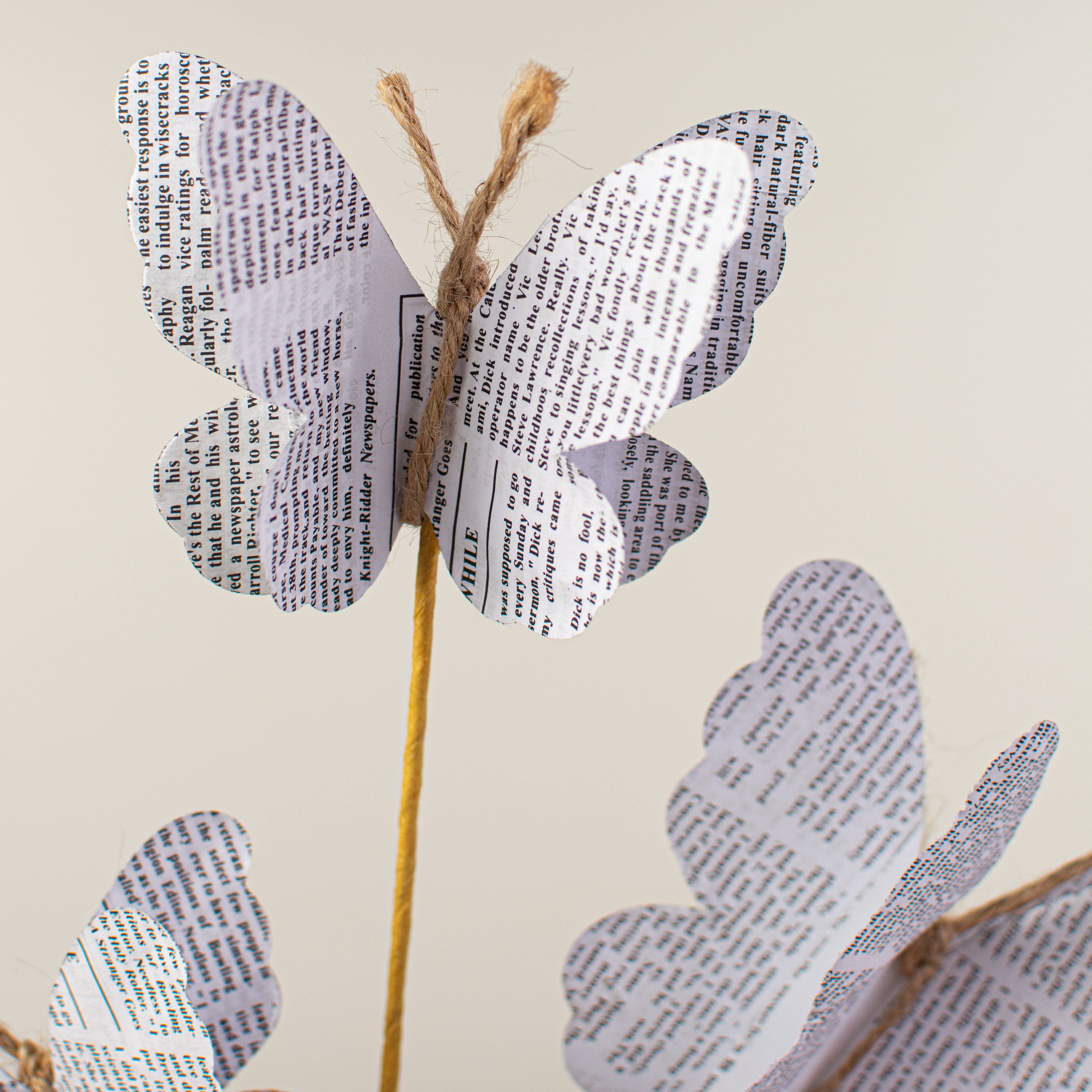 31" Book Print Paper Butterfly Spray