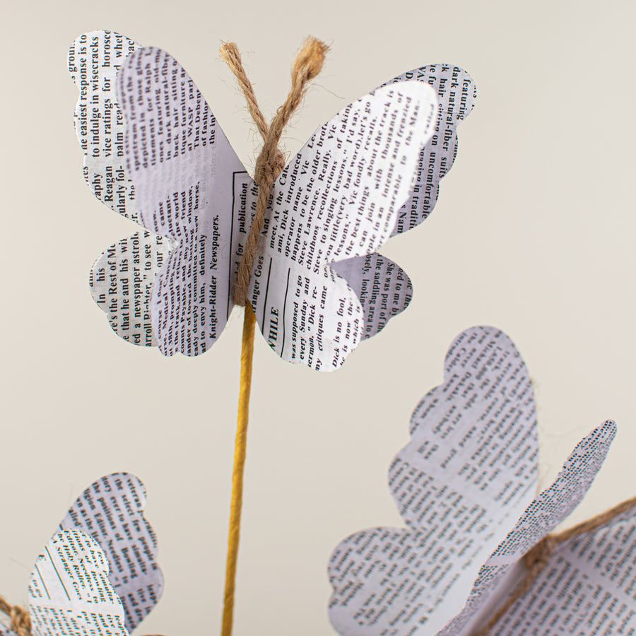 31" Book Print Paper Butterfly Spray