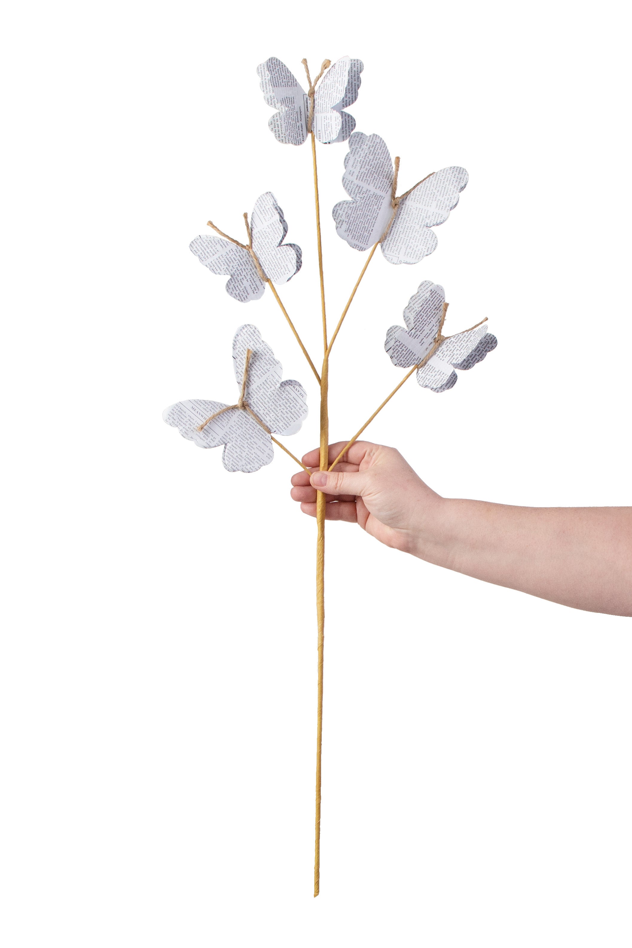 31" Book Print Paper Butterfly Spray