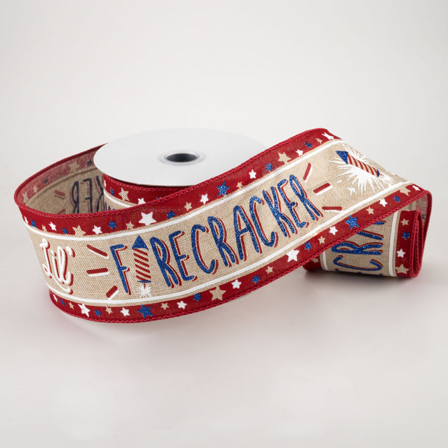 2.5" Lil' Firecracker Ribbon: Natural (10 Yards)