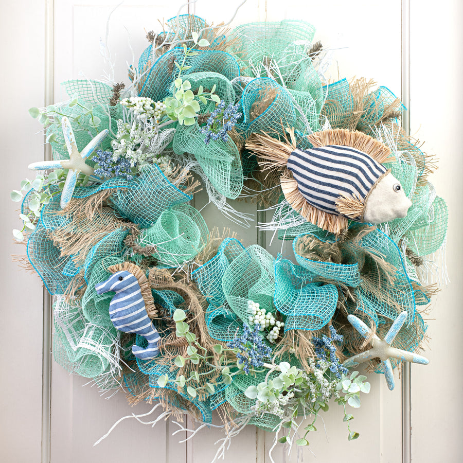 5.5" Nautical Stripe Seahorse Ornament