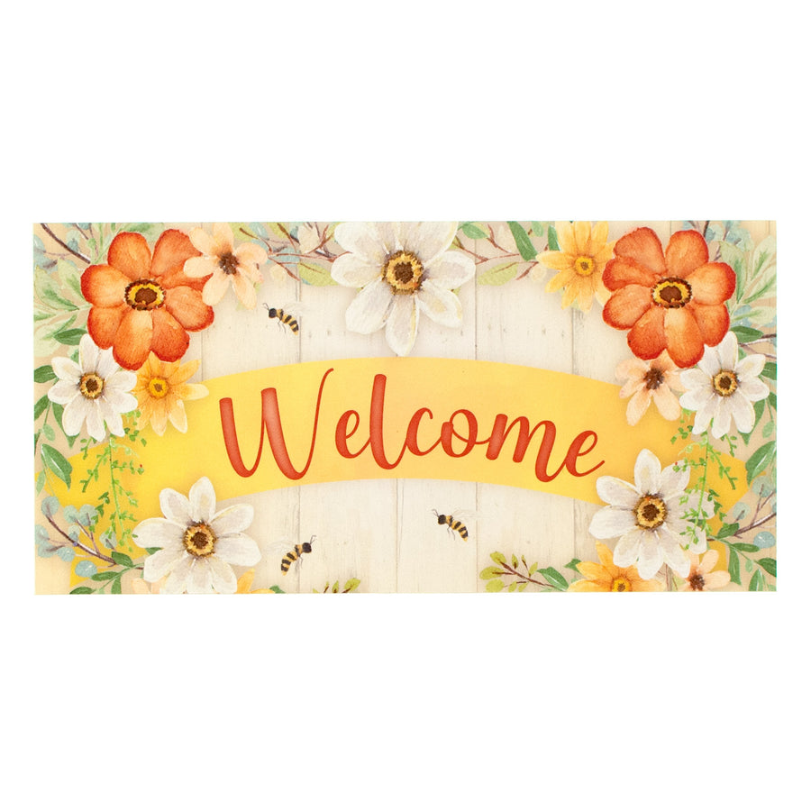 12" Waterproof Sign: Welcome Floral Bees