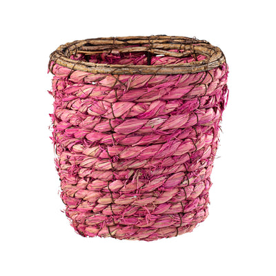 7" Jute Basket: Pink