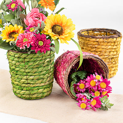 7" Jute Basket: Green