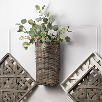 14" Half Moon Woven Wall Basket: Grey Wash