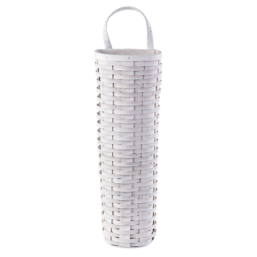 18" Long John Woven Wall Basket: White Wash