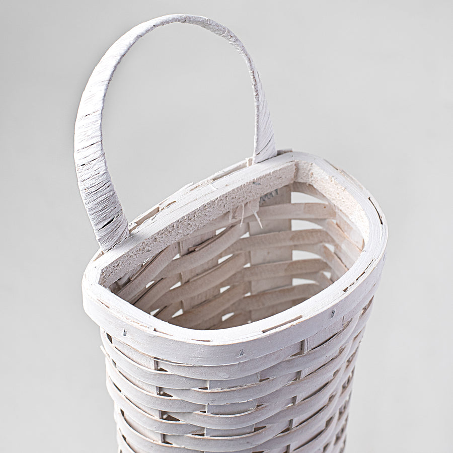 18" Long John Woven Wall Basket: White Wash