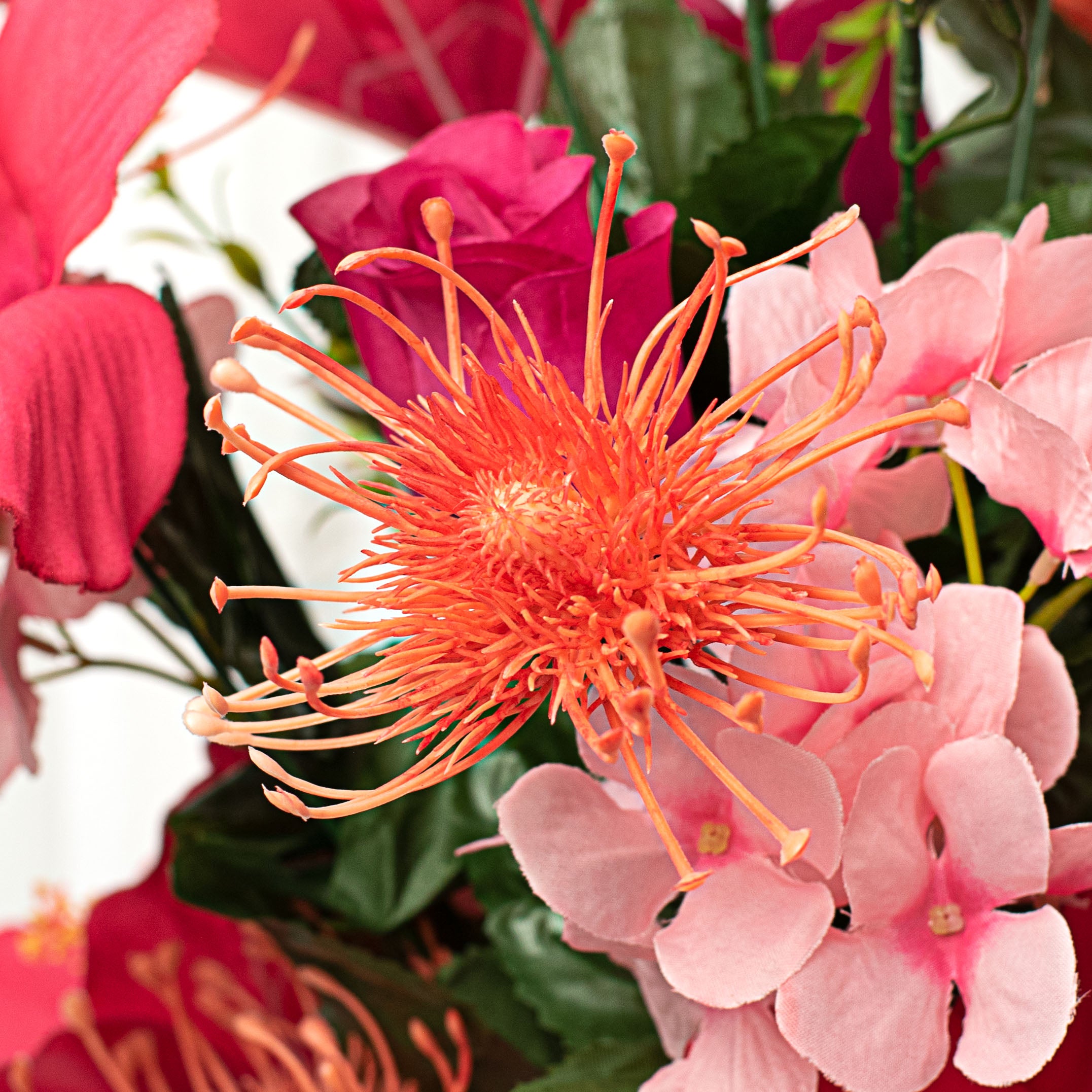31" Rose, Hibiscus, Hydrangea Bush: Fuchsia & Pink