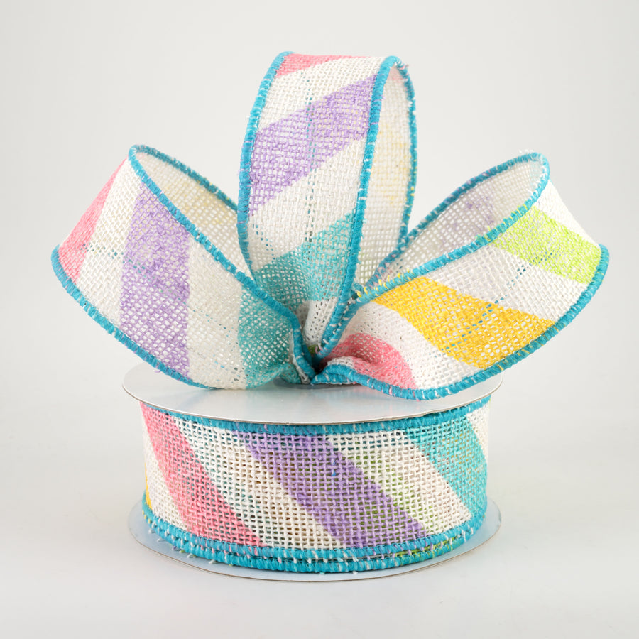 1.5" Large Diagonal Stripe Ribbon: Pastels (10 Yards)