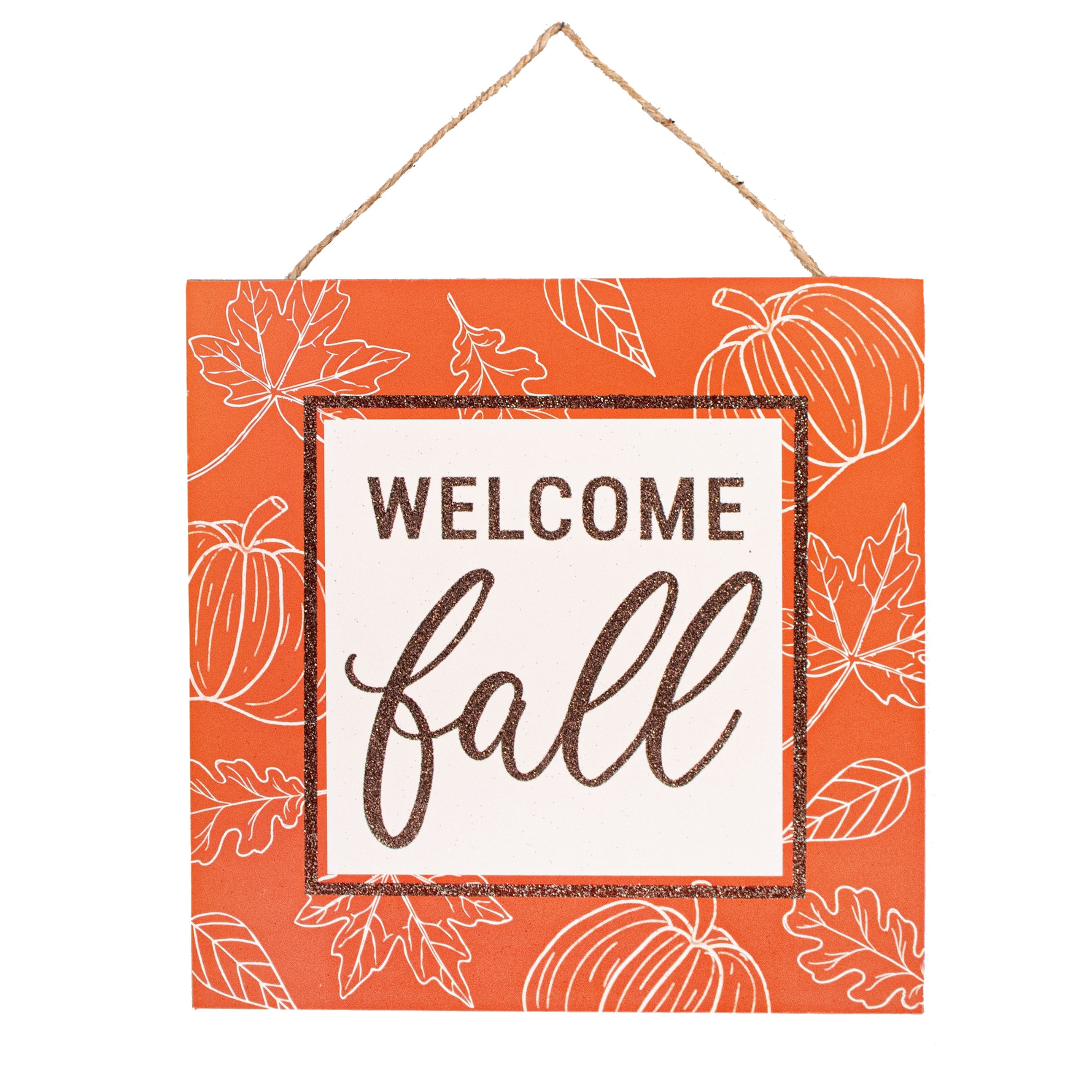 10" Square Wooden Sign: Welcome Fall