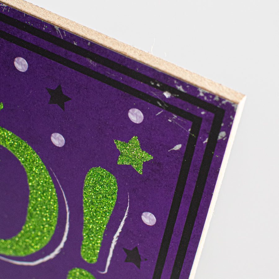 10" Square Wooden Sign: Glitter Peek-A-Boo Mummy