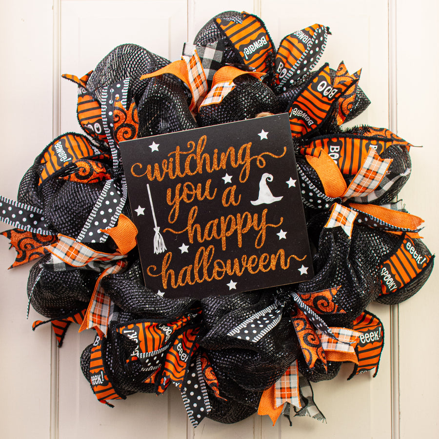 10" Square Wooden Sign: Witching You Happy Halloween
