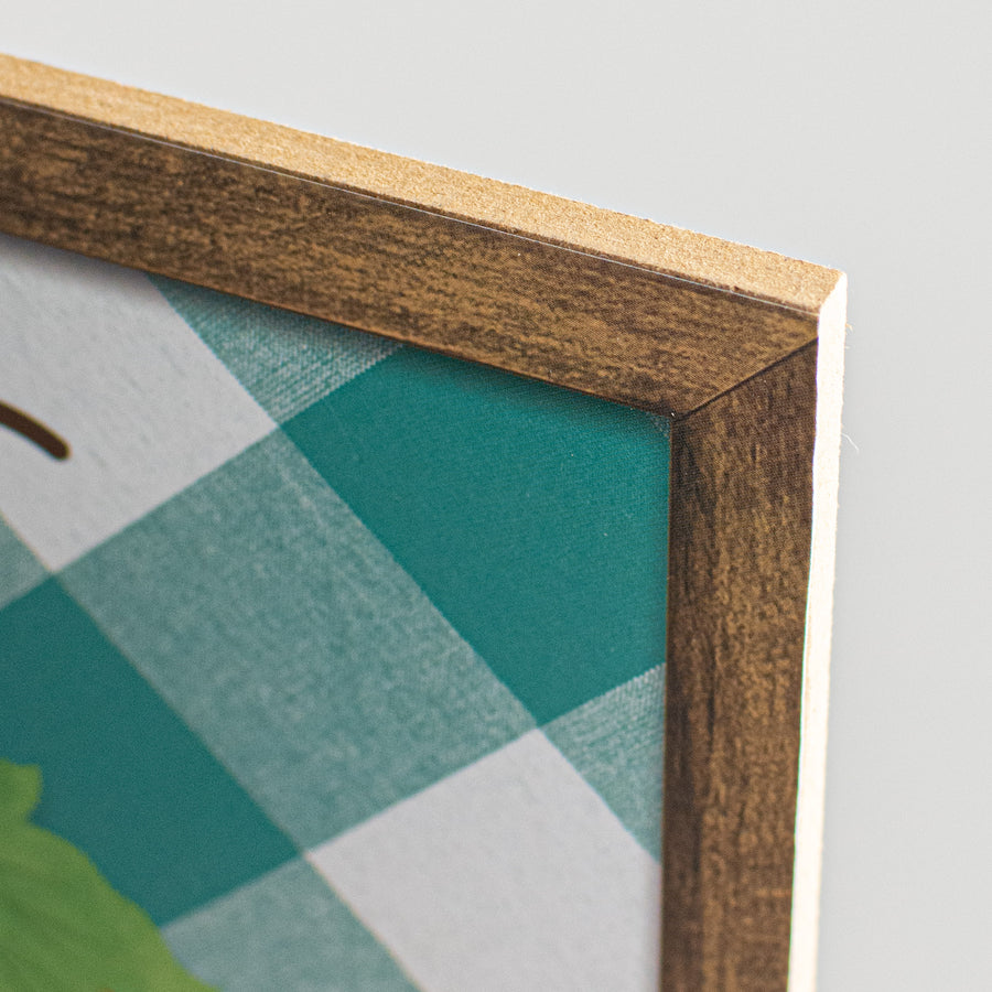 10" Square Short Pumpkin Check Sign: Teal & Orange
