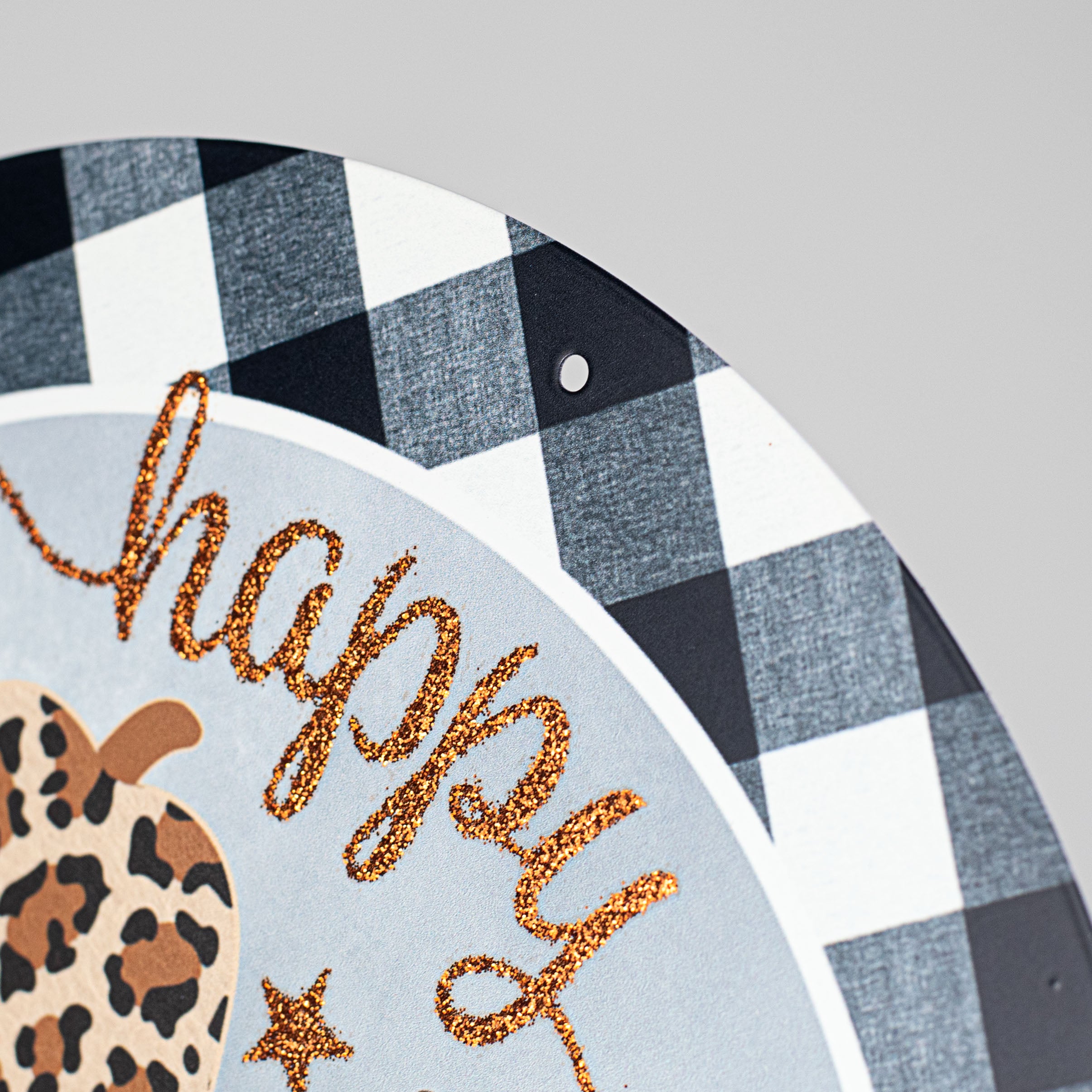 12" Metal Sign: Leopard, Dot, Check Halloween Pumpkins