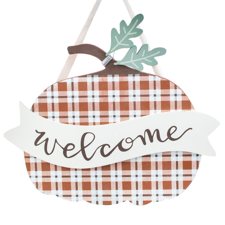 12" Welcome Fall Pumpkin Hanging Decor