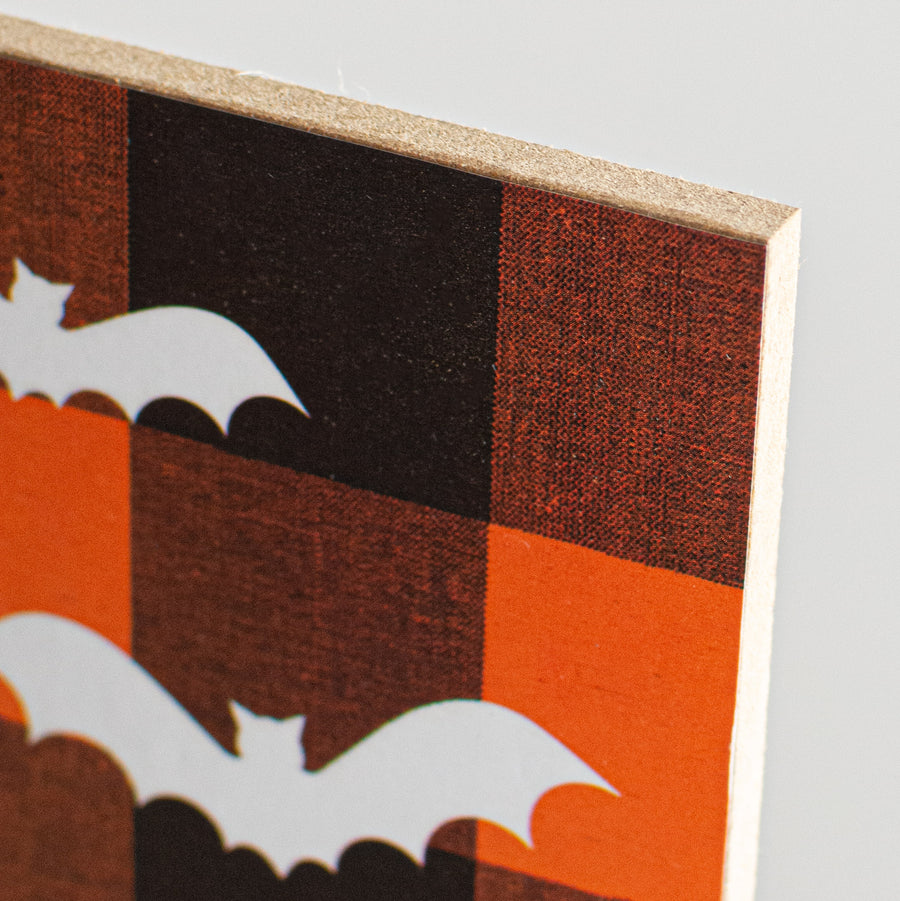 12" Wooden Sign: Happy Halloween Orange Check