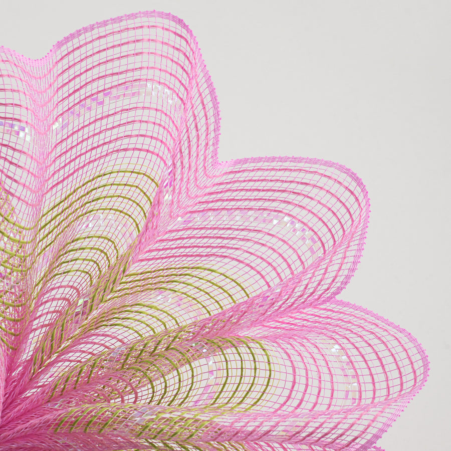 10" Jute & Iridescent Stripe Deco Mesh: Light Pink, Spring Green, White