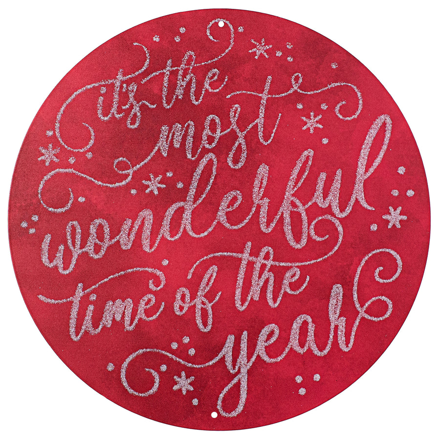 12" Metal Sign: Red Most Wonderful Time of the Year