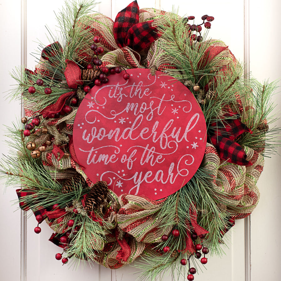 12" Metal Sign: Red Most Wonderful Time of the Year