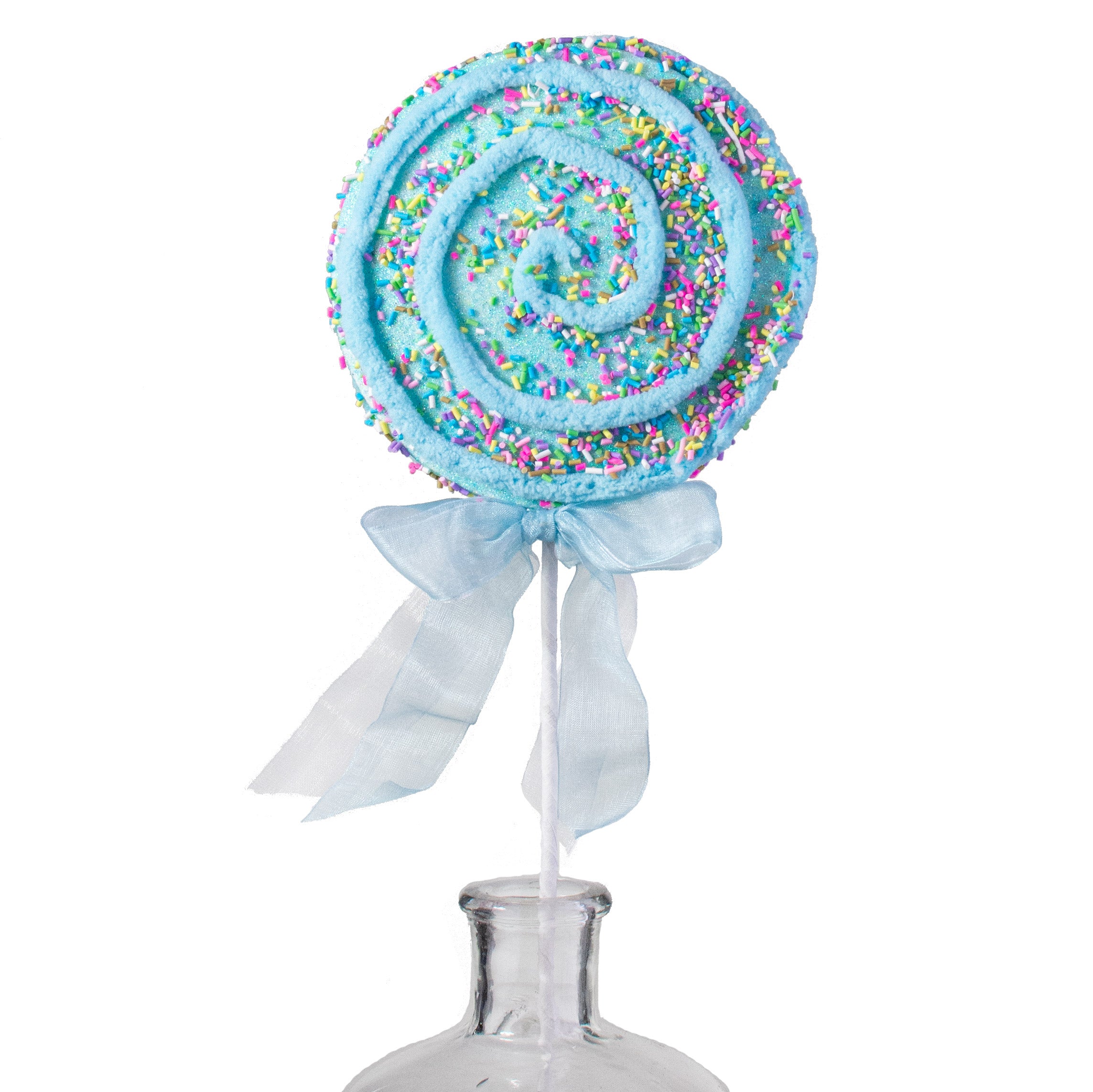 22" Chenille Sprinkle Lollipop Pick: Light Blue