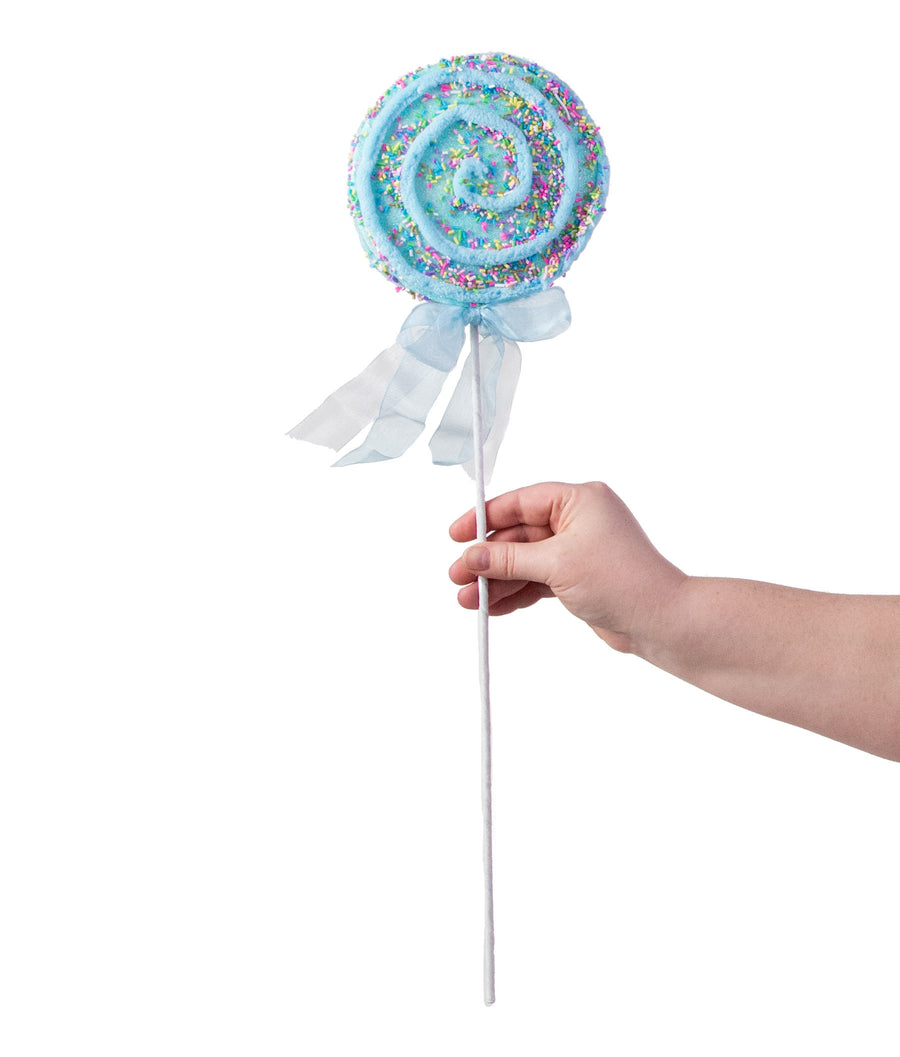 22" Chenille Sprinkle Lollipop Pick: Light Blue