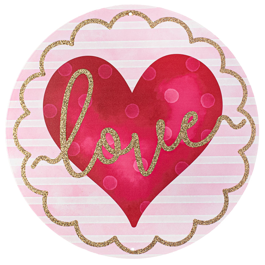 12" Metal Sign: Glittered Love Heart