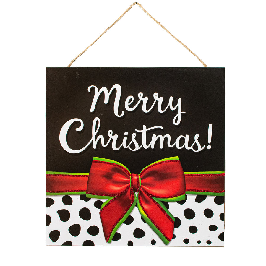 10" Square Wooden Sign: Cheetah Leopard Merry Christmas